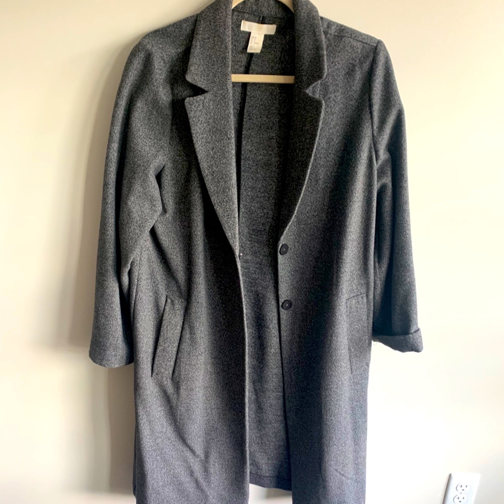 longline grey trench coat